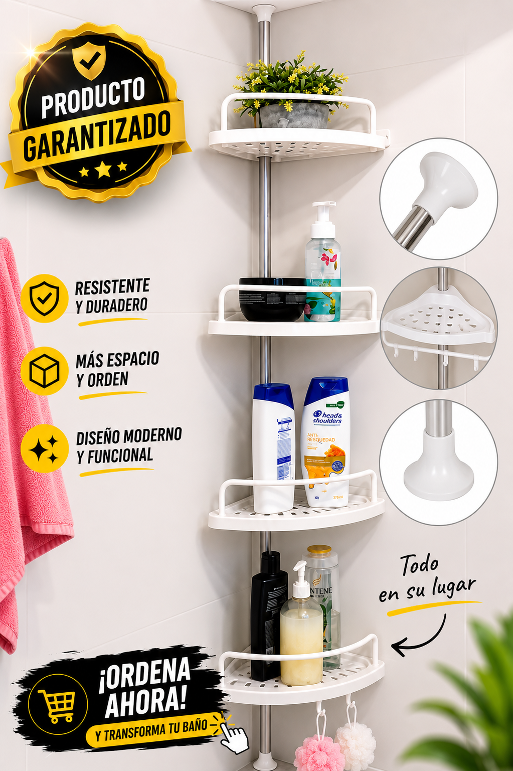 Repisa Esquinera Retractil De Baño
